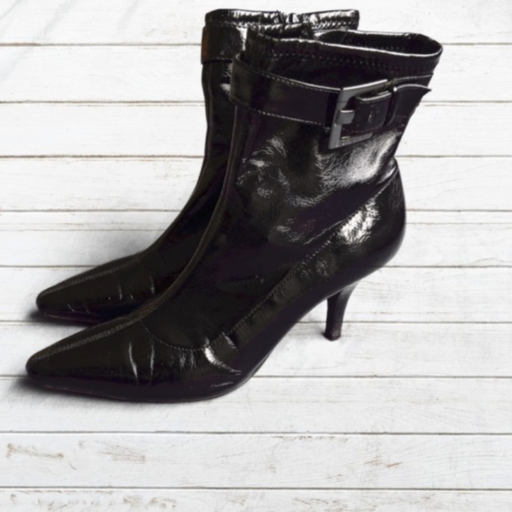 BCBGirls Black Patent Ankle Booties